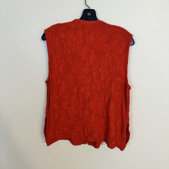 Handmade Eucalyptus Womens Sleeveless Orange Coral Vest Small Cotton Layering - Picture 5 of 8